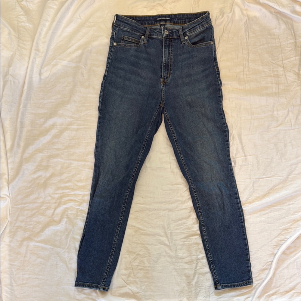 Calvin Klein Blue Skinny Jeans with Distressed Details